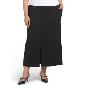 EILEEN FISHER Black Plus Washable Flex Ponte Knit Skirt